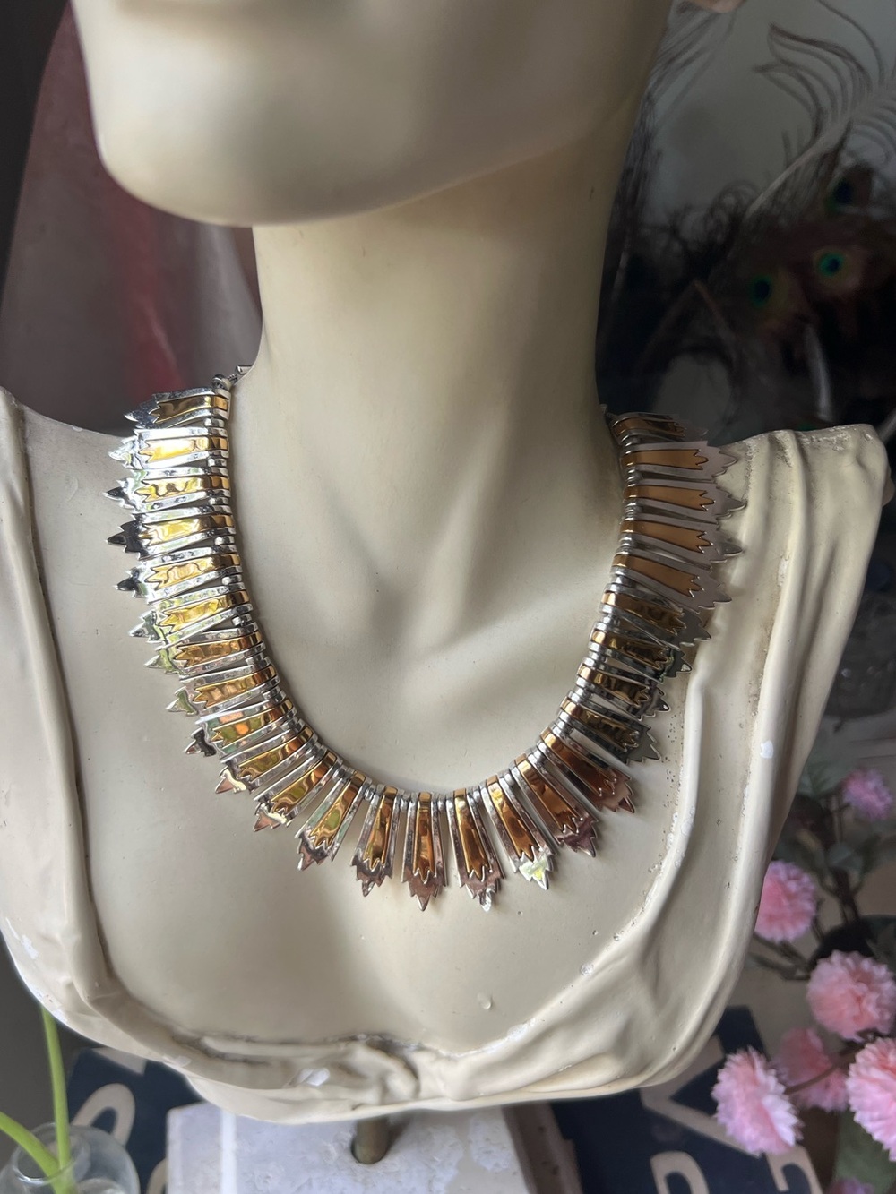 Gold-Tone Statement Spike Necklace by Monet